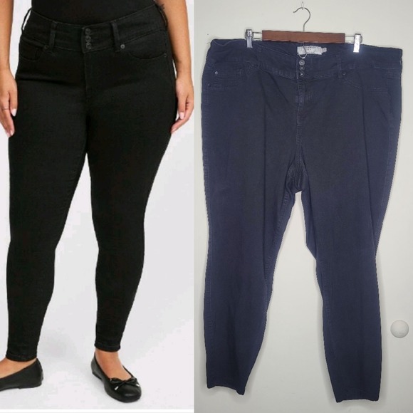 Torrid Sz 26R Black Denim High Rise 3 Button  Jeggings Jeans Stretchy Pockets - Picture 1 of 12